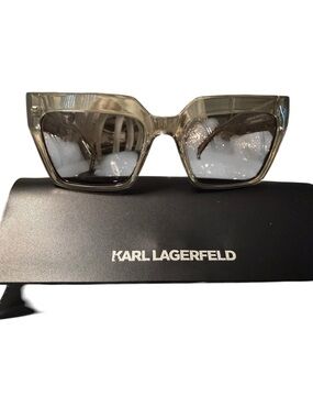 Karl Lagerfeld KL6181SN Cat Eye Sunglasses Clear Gray Designer Eyewear w/ Case
